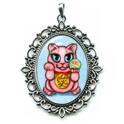 Cameo Necklace - Maneki Neko Love Cat