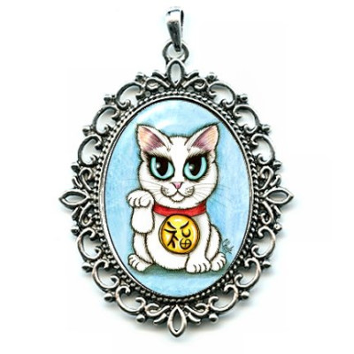 Cameo Necklace - Maneki Neko Purity Cat
