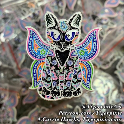 Enamel Pin - Rainbow Paisley Fairy Cat Negative - Patreon