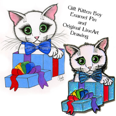 Enamel Pin and Original Set - Gift Kitten Boy